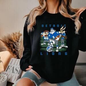Detroit Lions Football Crewneck Sweater, Looney Tunes Sport Shirt